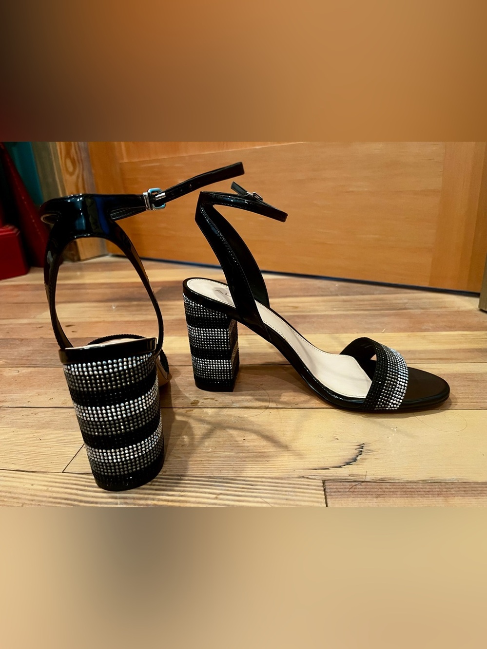 ALDO ✨Carerith ✨Rhinestone Block Heel Sandals with Ankle Strap